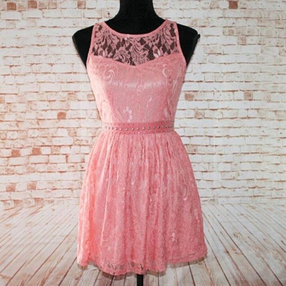 Ligali Pink Salmon Lace Dress Size S